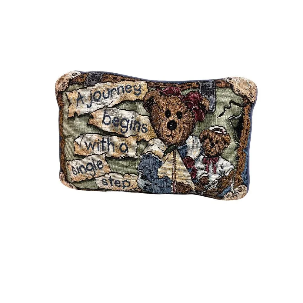 Boyds Bears & Friends Needlepoint 3 PC Pillow Set‎ Teddy Bear Decor Cottagecore